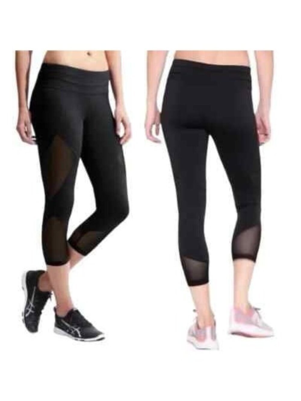 Athleta Capri Legging Black Mesh Sheer Size XS Gym Yoga Athletic Run Lounge